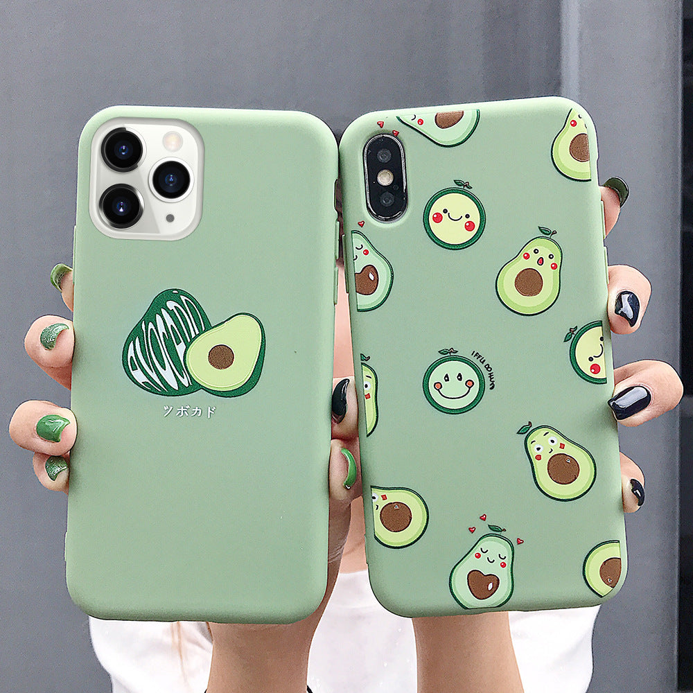 Candy TPU Smiley Avocado Phone Case 11ProMax Phone Case XR/8Plus/XSMax Folding Stand